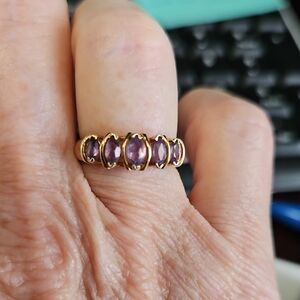 Elegant Amythest with Marquise Shapes Stones 10 Kt Gold  Women's Ring